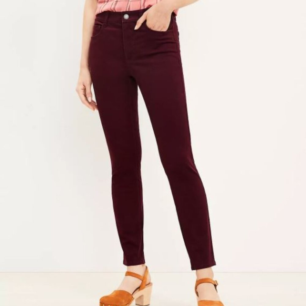 LOFT PETITE FIVE POCKET SKINNY PANTS IN SATEEN Size Petite 4